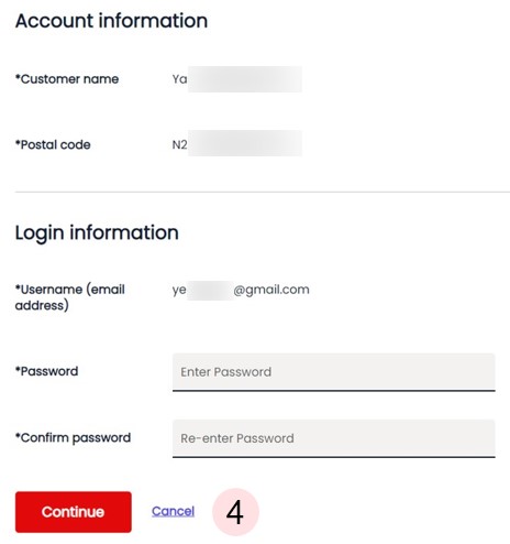 Registering for My internet - Create Profile